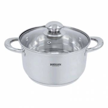 Cratita cu capac sticla termorezistenta Bohmann BH0805-26, Inox, 7.7L