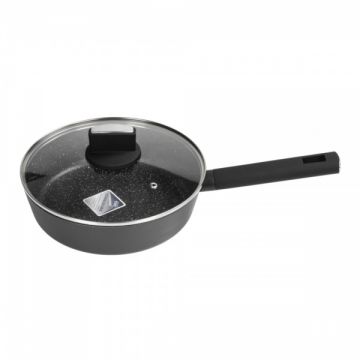 Cratita cu capac Zilan ZLN-0874, Negru, Marmura, 5 straturi, 24cm, Capacitate 2.4L