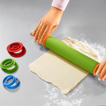 Facalet silicon, reglabil cu inele pentru grosime aluat, 45x5 cm, Happymax