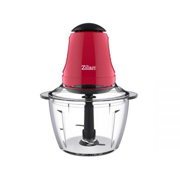 Mini tocator Zilan ZLN5619, 200W, Capacitate 1L, Vas sticla, Rosu