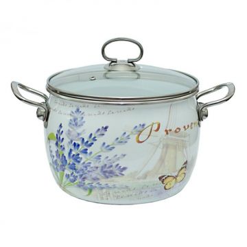 Oala emailata Bohmann BH8017-18L, Lavanda, 18x13cm, capac sticla yena