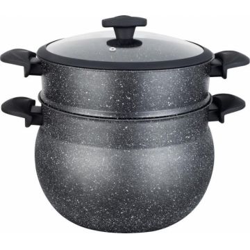 Oala pentru gatit la abur (couscoussier) Royal Swiss RS-CP4L, Diametru 20cm, Capacitate 4L, Negru