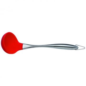 Polonic din silicon cu maner din inox Bohmann BH02-605, Rosu