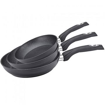 Set 3 tigai Herzberg HG-FP3BLACK, Diametru 20 24 28cm, Aluminiu, Acoperire marmura cu titan, Negru Set 3 tigai Herzberg HG-FP3BLACK, Diametru 20 24 28cm, Aluminiu, Acoperire marmura cu titan, Negru