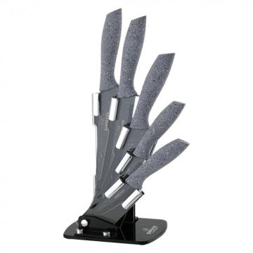 Set 5 cutite cu suport acrilic Bohmann BH5255, Gri