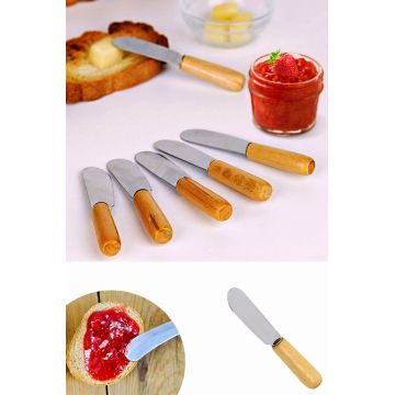 Set cutite pentru unt, Rowe, 196RWE2201, Inox, Suport din lemn de fag, Multicolor