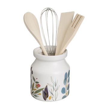 Set de ustensile de bucătărie din lemn cu suport 4 buc. Berries – Casa Selección