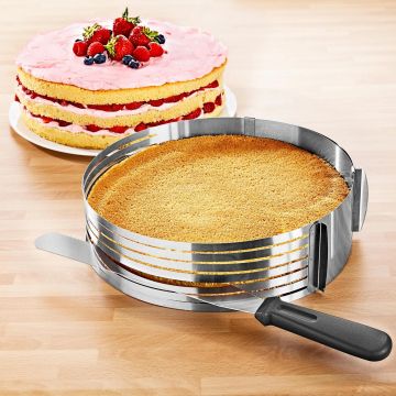 Set forma ajustabila feliere blat tort si cutit feliator , inox, 24-30x8cm/42 cm, Happymax