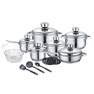 Set oale 18 piese inox Royalty Line RL-1802, 6.3L, 3.9L, 2.9L, 2.1L, 2.1L, Tigaie 24cm, Cos inox, Ustensile bucatarie Set oale 18 piese inox Royalty Line RL-1802, 6.3L, 3.9L, 2.9L, 2.1L, 2.1L, Tigaie 24cm, Cos inox, Ustensile bucatarie