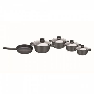 Set oale 9 piese Zilan ZLN-0942, Negru, Marmura si manere fine la atingere