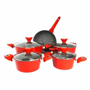 Set oale 9 piese Zilan ZLN-3260, Aluminiu, Interior granit, Compatibil inductie