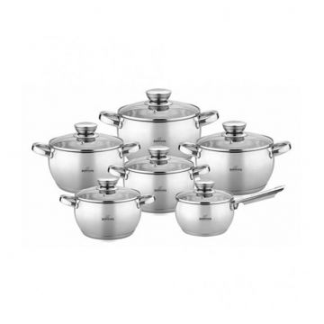 Set oale bombate inox, 12 piese, Bohmann BH0512, Capacitate 2.1L, 2.1L, 2.9L, 3.9L, 5.1L, 6.6L