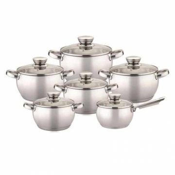 Set oale bombate inox, 12 piese, Bohmann BH70512, Capacitate 2.1L, 2.1L, 2.9L, 3.9L, 5.1L, 6.6L