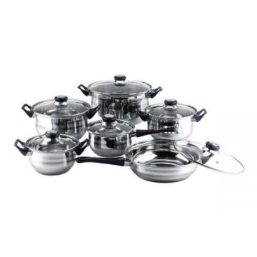 Set oale FLORIA ZLN-4038, Inox, 12 piese (6 oale inox 6 capace sticla termorezistenta)