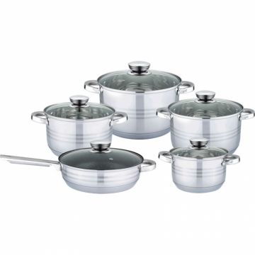 Set oale inox, 10 piese, Bohmann BH1241-10, Capacitate 2.1L, 2.9L, 3.9L, 3.6L, tigaie 24x7.5