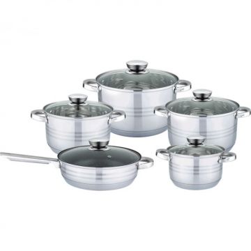 Set oale inox, 10 piese, Bohmann BH71241-10, Capacitate 2.1L, 2.9L, 3.9L, 5.0L Tigaie 24x7.5cm