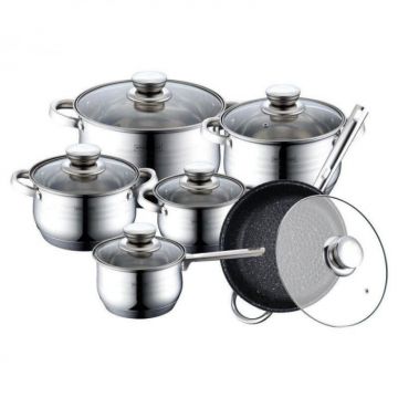 Set oale inox, 12 piese, Bohmann BH1241-12, Capacitate 2.1L, 2.1L, 2.9L, 3.3L, 3.9L, 6.5L