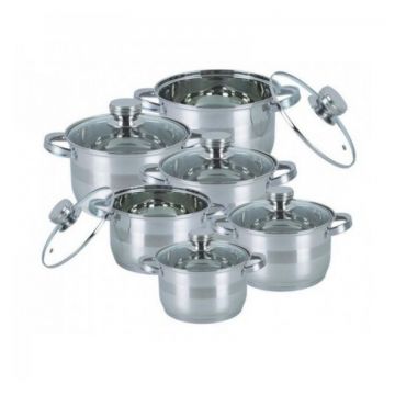 Set oale inox, 12 piese, Bohmann BH71275N, Capacitate 2.1L, 2.9L, 2.9L, 3.9L, 6.3L, 7.7L + Polonic