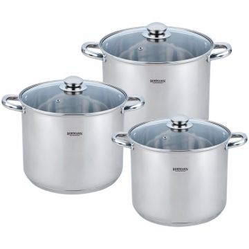 Set oale inox, 6 piese, Bohmann BH-3434, Capacitate 11.3L, 13.6L, 16.3L