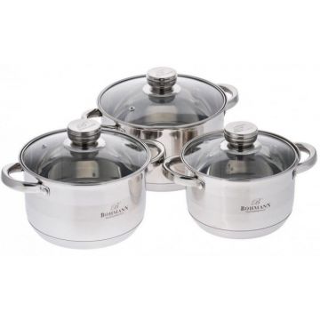 Set oale inox, 6 piese, Bohmann BH0926, Capacitate 2.1L, 2.9L, 3.9L