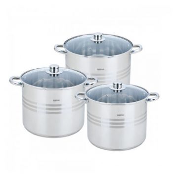 Set oale inox, 6 piese, Bohmann BH3462, Capacitate 9L, 11L, 13.5L