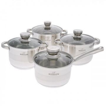 Set oale inox, 8 piese, Bohmann BH08-475, Capacitate 1.9L, 2.6L, 3.6L, 5.5L