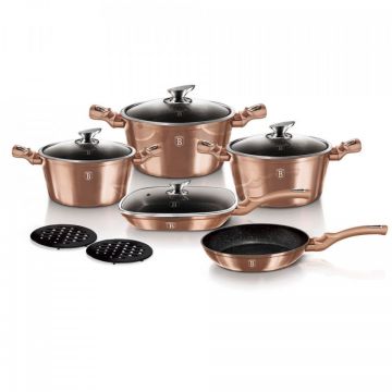 Set oale marmorate 11 piese Rose Gold Berlinger Haus BH 6191