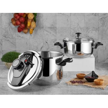 Set oale sub presiune, Noble Life, 721NBL3122, Inox, Otel/Negru