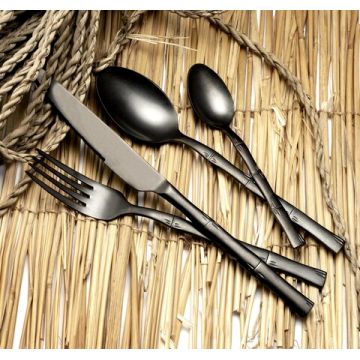 Set tacamuri, 16 piese, Amefa, Vintage Karma, inox cromat, negru