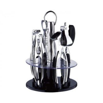 Set ustensile de bucatarie Bohmann BH7780, 6 piese, Suport rotativ