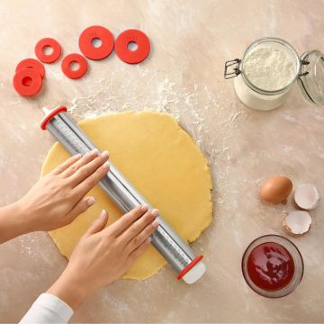 Sucitor aluat cu inele ajustabile, inox, 6,5x42 cm, Happymax