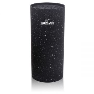 Suport rotund pentru cutite din plastic marmorat Bohmann BH6166, Negru