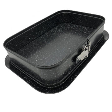 Tava de copt detasabila Bohmann BH6461, Interior marmorat anti-aderent, 35x23.5x7.2cm, Neagra
