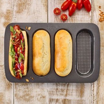 Tava perforata pentru mini baghete si bruschete la cuptor, 34.6x21.5x3cm, Happymax