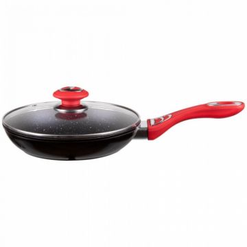 Tigaie cu capac Bohmann BH7502-24, aluminiu forjat, interior marmorat, 24cm