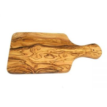 Tocator din lemn de maslin cu maner, 30cm, forma dreptunghiulara