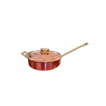 Cratita din Cupru Ø22cm, cu Capac, Maner si Coada din Bronz