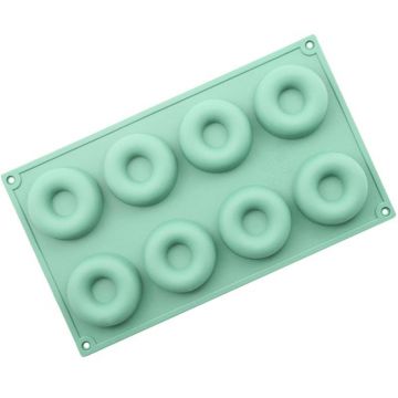 Forma de copt din silicon pentru 8 gogosi Ø6 cm, Quasar & Co.®, termorezistenta pana la 230 grade C, 29 x 17 x 2 cm, verde mint