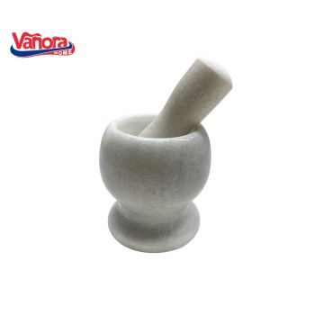 Mojar cu pistil Vanora, 10.5x10.5x10.5 cm, marmura, alb