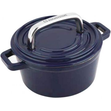 Oala cu capac din fonta Alpen, Carl Schmidt Sohn, 14 cm, albastu inchis, 079345 Oala cu capac din fonta Alpen, Carl Schmidt Sohn, 14 cm, albastu inchis, 079345