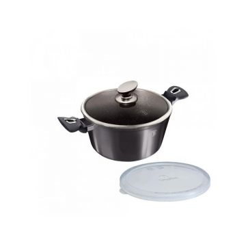 Oala marmorata cu capac 28 cm Carbon Pro Berlinger Haus BH 6894