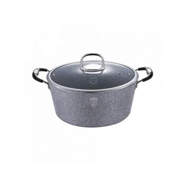 Oala marmorata cu capac 28 cm Gray Tone Touch Line Berlinger Haus BH 1153N