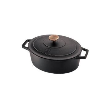 Oala ovala fonta 30 cm cu capac Black Rose Berlinger Haus BH 6494