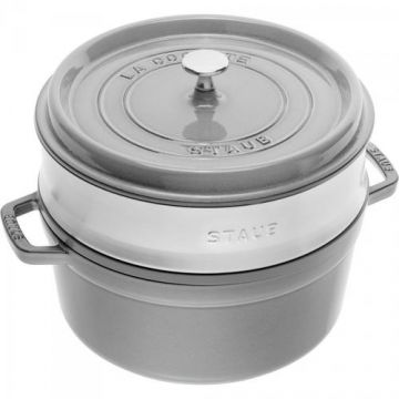 Oala rotunda, Staub, Fonta, 3.8 L, Grafit
