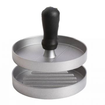 Presa manuala pentru burgeri eMazing, material ABS si aluminiu, forma si presa, usor de curatat si folosit, 11.7 x 8.5 cm, gri