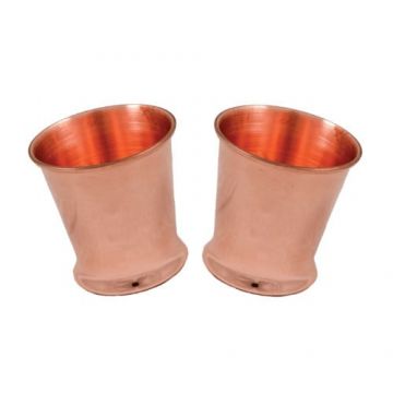 Set 2 pahare cupru lucios 170 ml conice pentru apa si bauturi