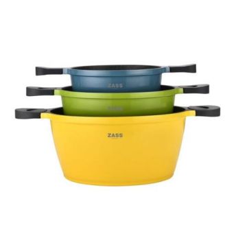 Set 3 oale antiaderente din aluminiu turnat sub presiune Zass Gourmet ZG-ACS 02, Color
