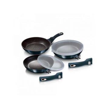 Set 3 tigai marmorate cu capace plastic Metalic Line Aquamarine Berlinger Haus BH 7056