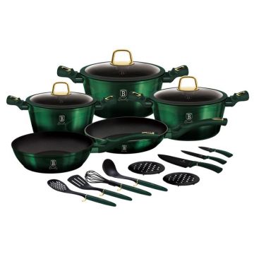 Set oale marmorate cu capace 17 piese Emerald Collection Berlinger Haus BH 7043