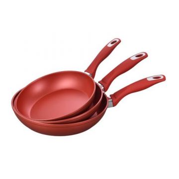 Set tigai antiaderente din aluminiu turnat sub presiune Zass Gourmet ZG-ZCS 06, Rosu
